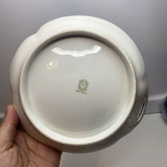 Vintage Hand Painted Noritake Bowl, Scenic Sunset, With Pierced Handle 6.25" - Picture 4 of 7